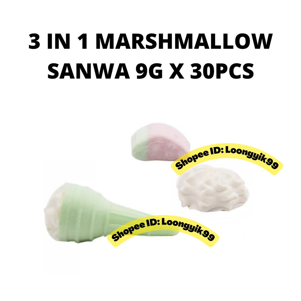 3IN1 MARSHMALLOW SANWA 9G X 30PCS HALAL