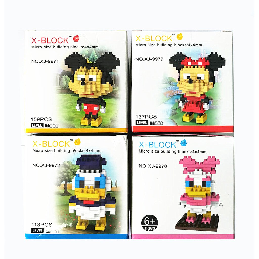 X-BLOCK MICRO SIZE BUILDING BLOCKS MICKEY SERIES 4 SET