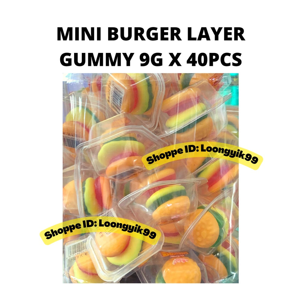 MINI BURGER LAYER GUMMY CANDY 9G X 40PCS HALAL