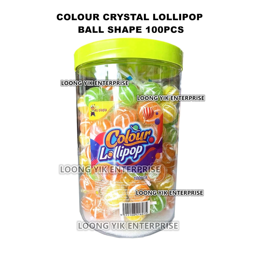 COLOUR CRYSTAL FRUITY LOLLIPOP BALL SHAPE 100PCS