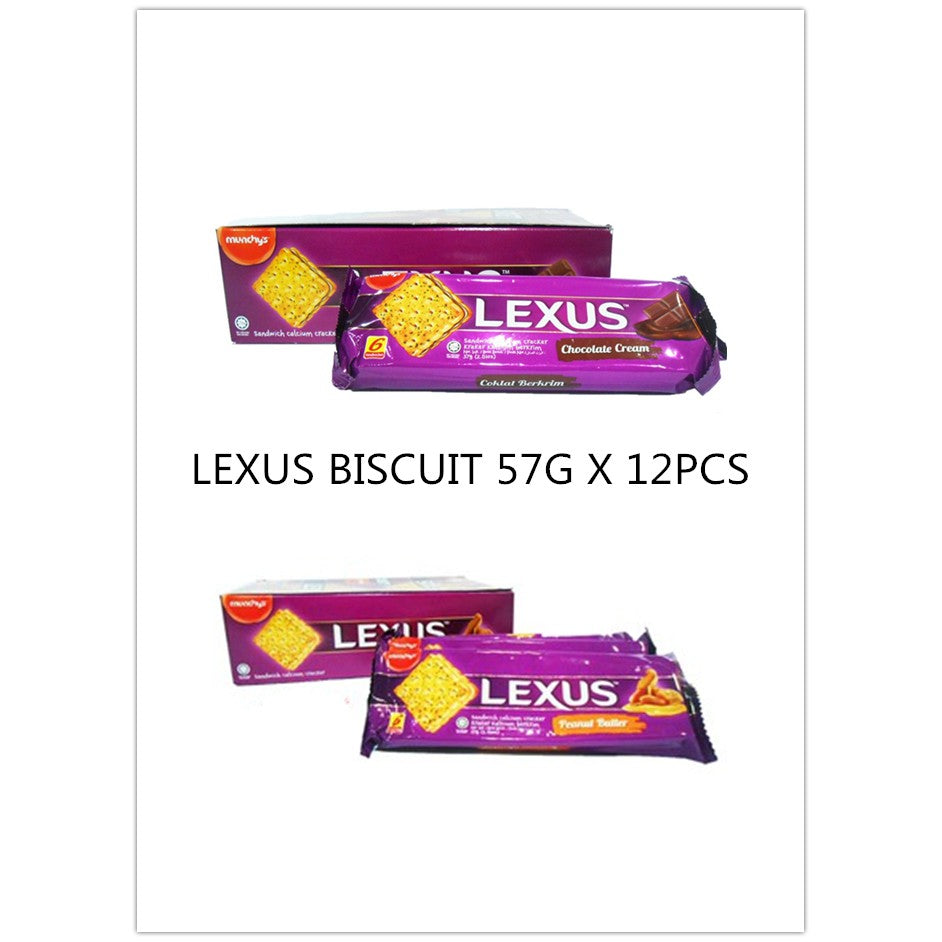 LEXUS BISCUIT PEANUT / CHOCOLATE 57G X 12PCS