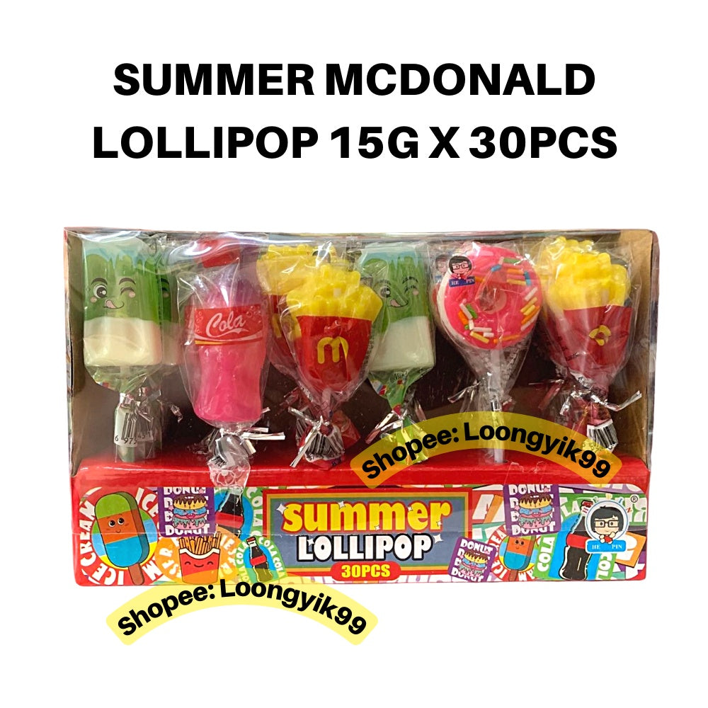 HALLOWEEN / SNACKS SUMMER MCDONALD LOLLIPOP 15G X 30PCS FRUITY FLAVOR HALAL