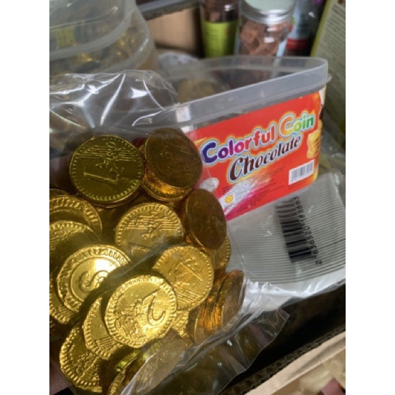 GOLD COIN GOLDEN COLOURFUL COIN CHOCOLATE 36PCS **Packing transparent plastic**