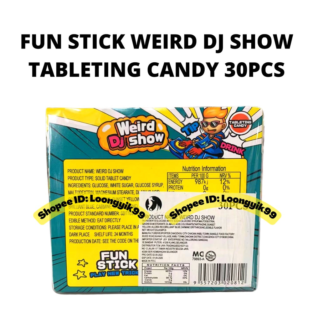 FUN STICK WEIRD DJ SHOW TABLETING CANDY 30PCS