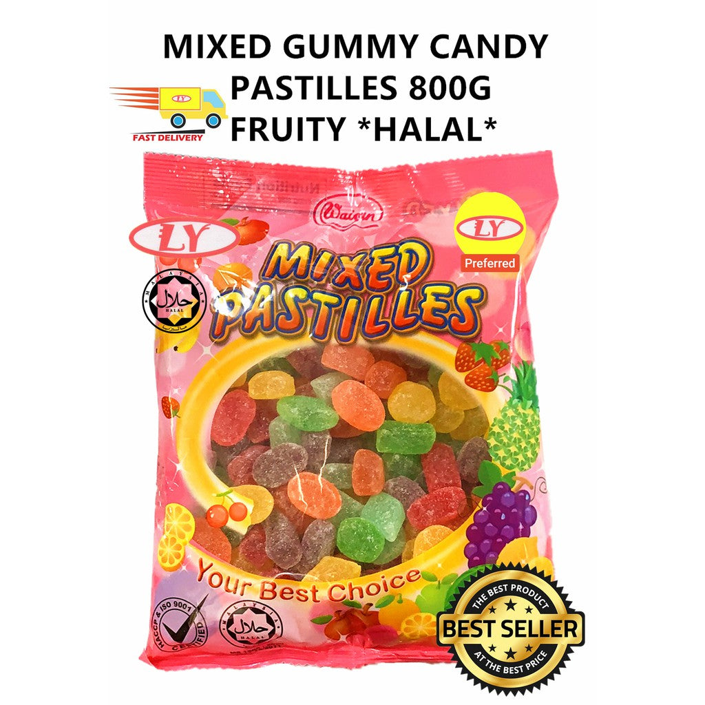 MIXED GUMMY CANDY PASTILLES 700G FRUITY *HALAL*