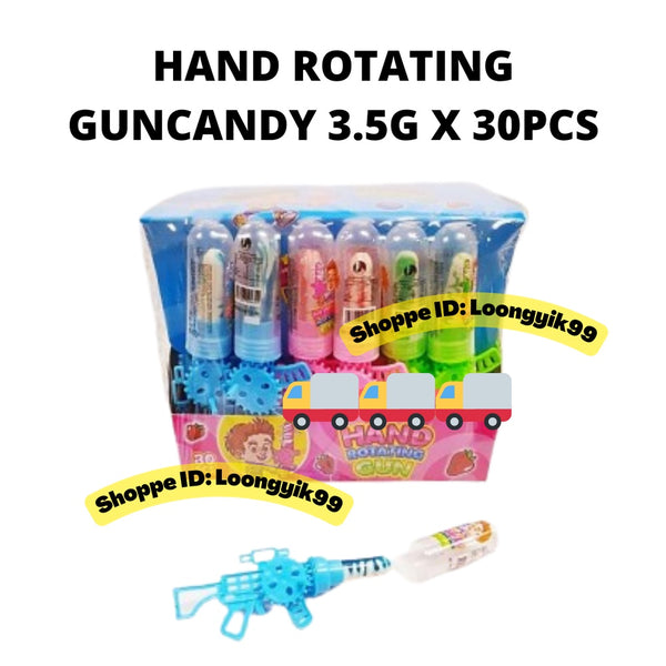 HAND ROTATING GUN FRUITY CANDY 3.5G X 30PCS HALAL