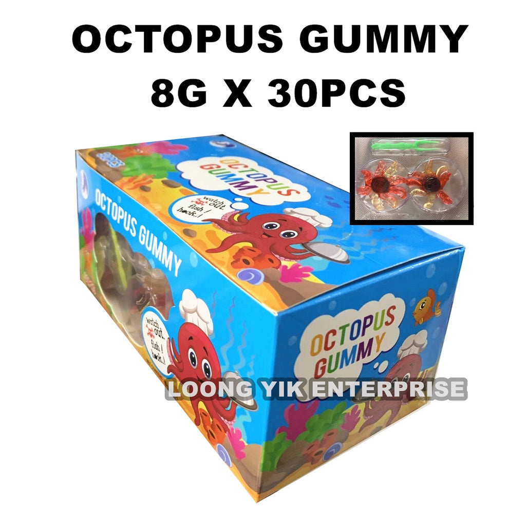 OCTOPUS GUMMY FRUIT CANDY 8G X 30PCS