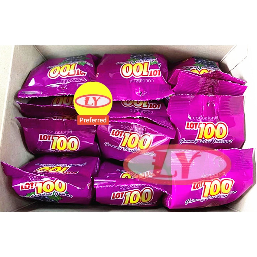 LOT100 BLACKCURRANT / MANGO GUMMY CANDY 1KOTAK X 33G X 12PKT