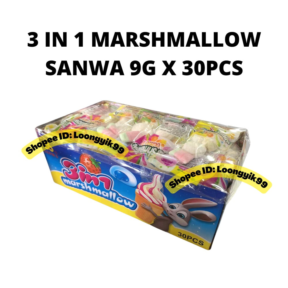 3IN1 MARSHMALLOW SANWA 9G X 30PCS HALAL