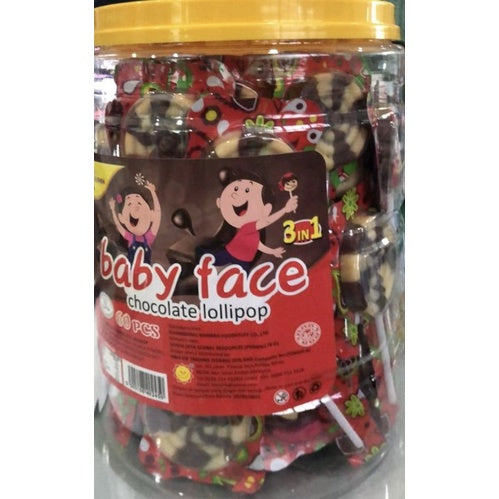 BABY FACE CHOCOLATE LOLLIPOP 60PCS HALAL