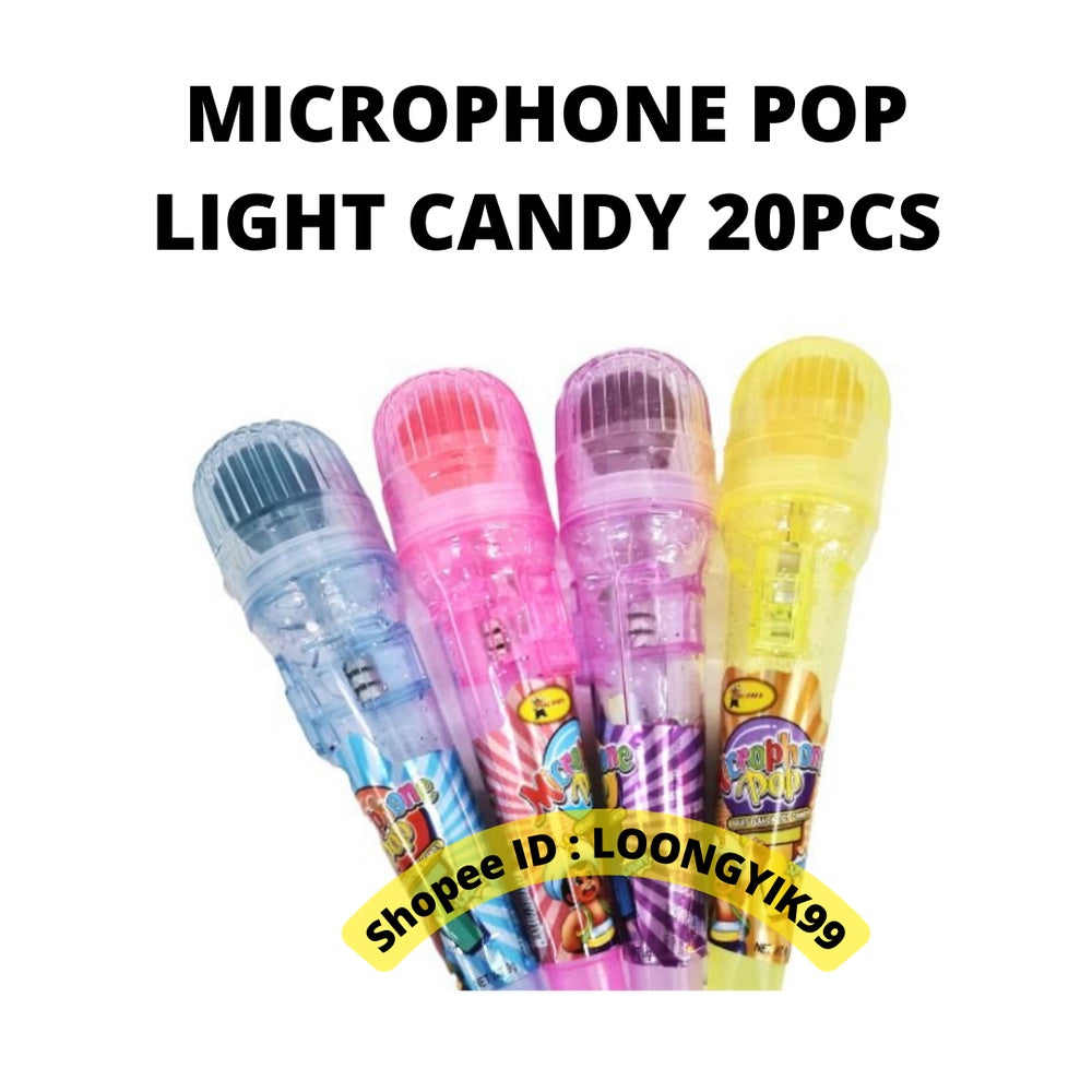 MICROPHONE POP FRUIT FLAVOR LIGHT CANDY 20PCS HALAL