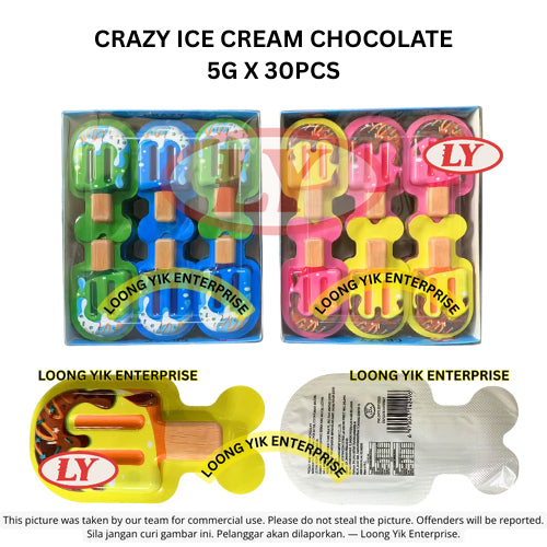 *Halal* CRAZY ICE CREAM CHOCOLATE 5G X 30PCS