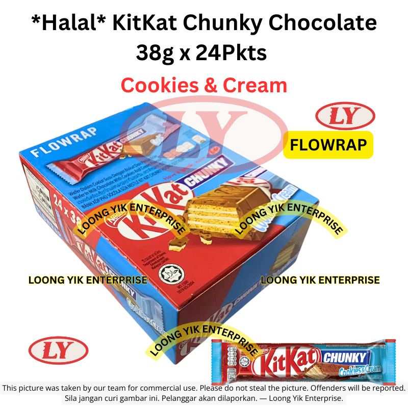 *Halal* KitKat Chunky Chocolate 38g x 24Pkts Original/Cookies & Cream/Milo(New)