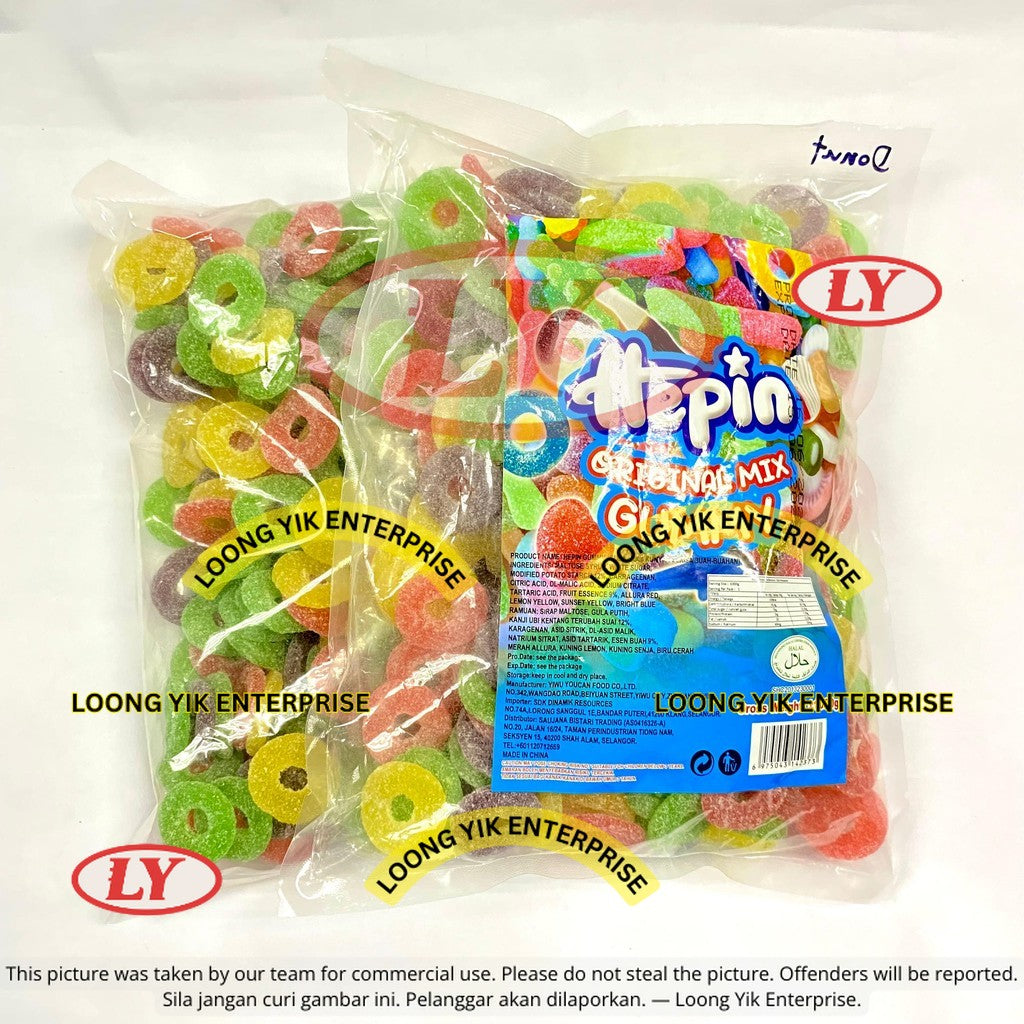 *Halal* 12Jenis 1Kg Hepin Gummy Candy Campuran Perisa Buah Animasi & Rekaan Makanan