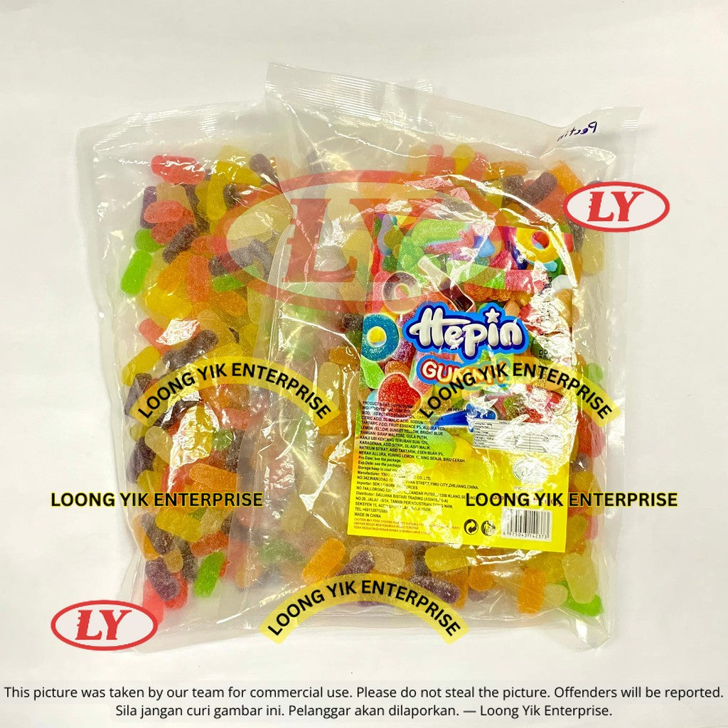 *Halal* 12Jenis 1Kg Hepin Gummy Candy Campuran Perisa Buah Animasi & Rekaan Makanan
