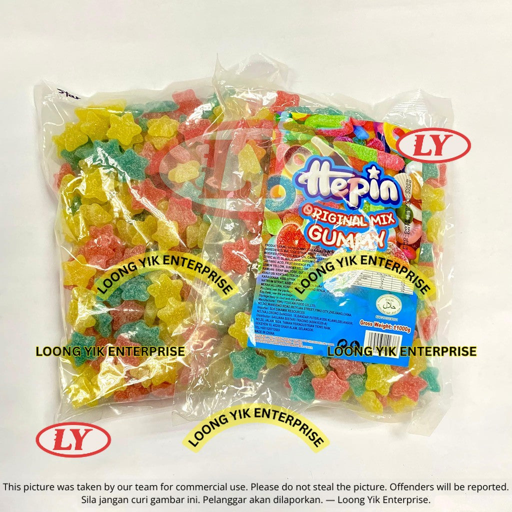 *Halal* 12Jenis 1Kg Hepin Gummy Candy Campuran Perisa Buah Animasi & Rekaan Makanan