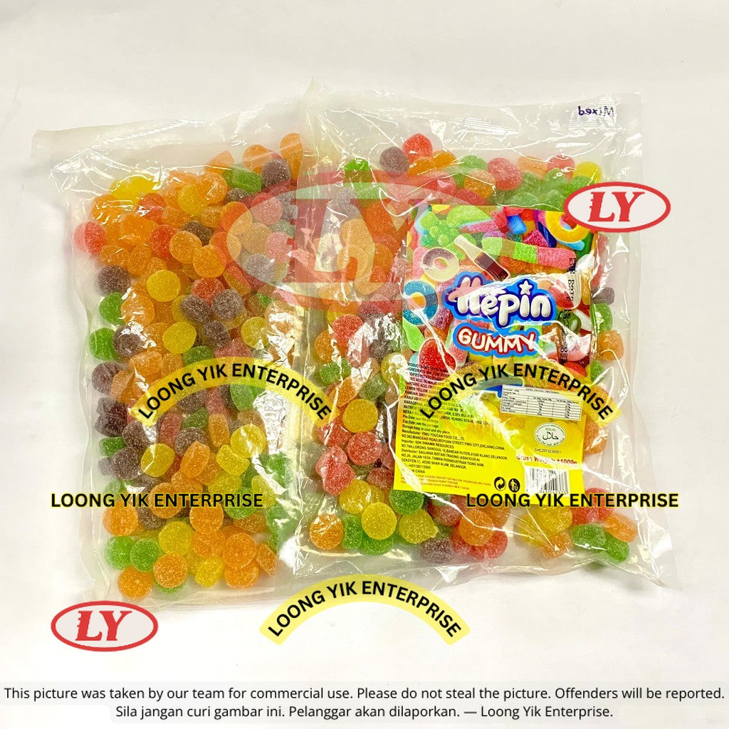 *Halal* 12Jenis 1Kg Hepin Gummy Candy Campuran Perisa Buah Animasi & Rekaan Makanan