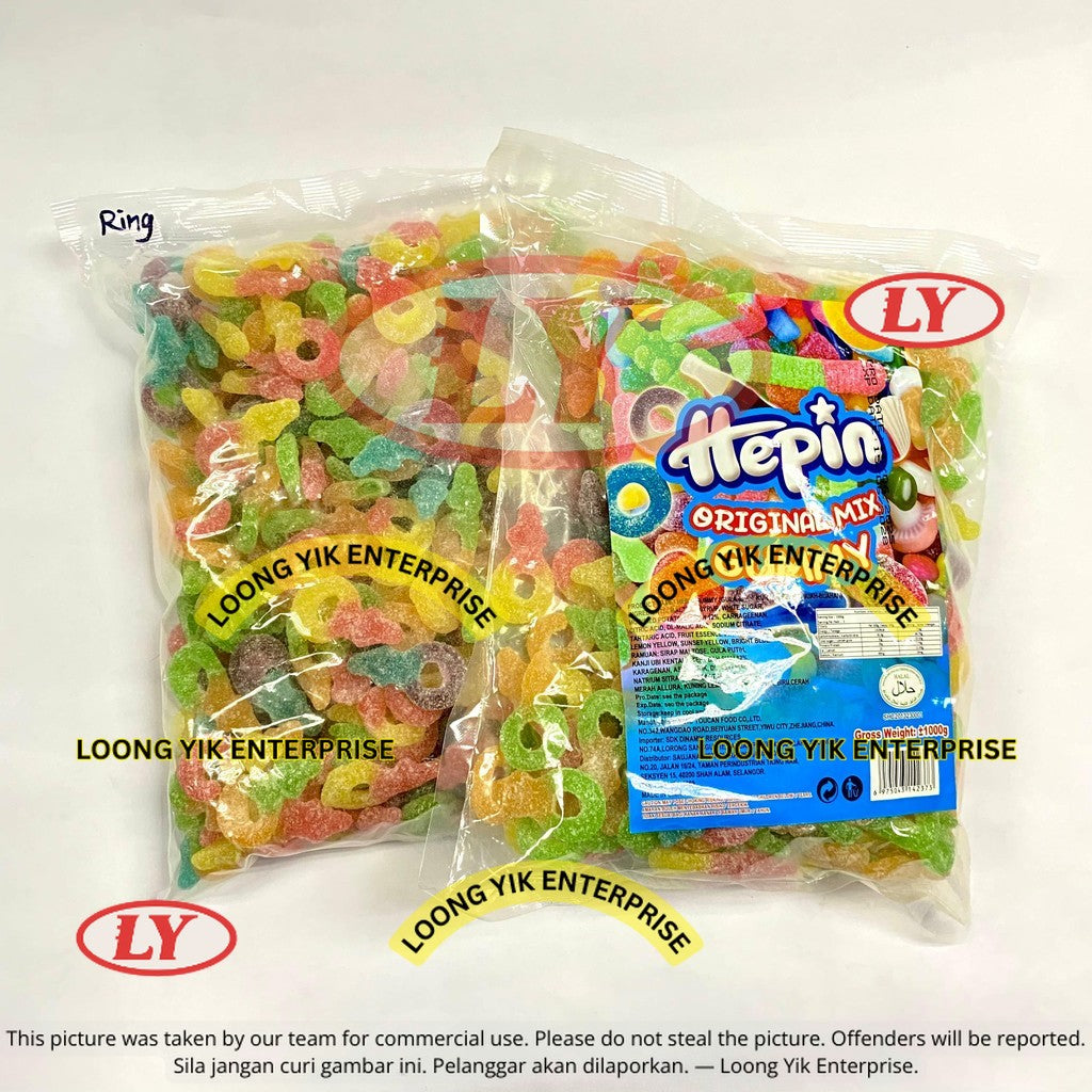 *Halal* 12Jenis 1Kg Hepin Gummy Candy Campuran Perisa Buah Animasi & Rekaan Makanan