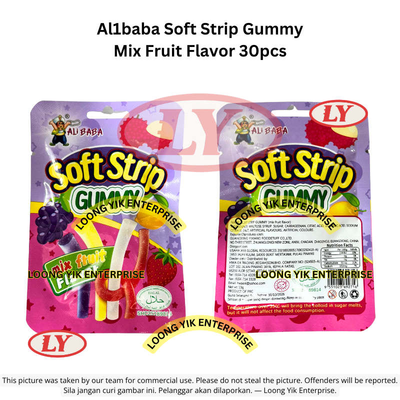 *Halal* Al1baba Soft Strip Gummy Mix Fruit Flavor 30pcs