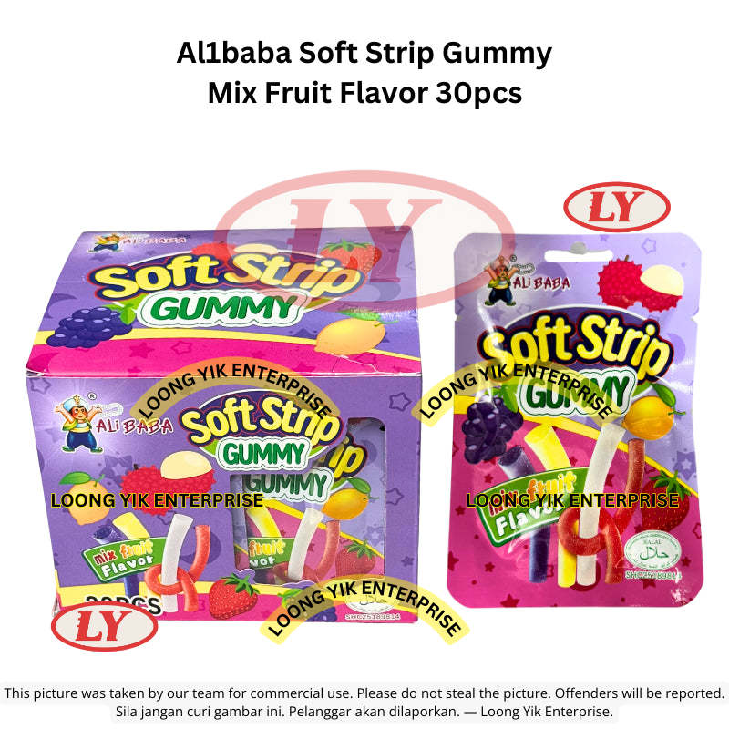 *Halal* Al1baba Soft Strip Gummy Mix Fruit Flavor 30pcs