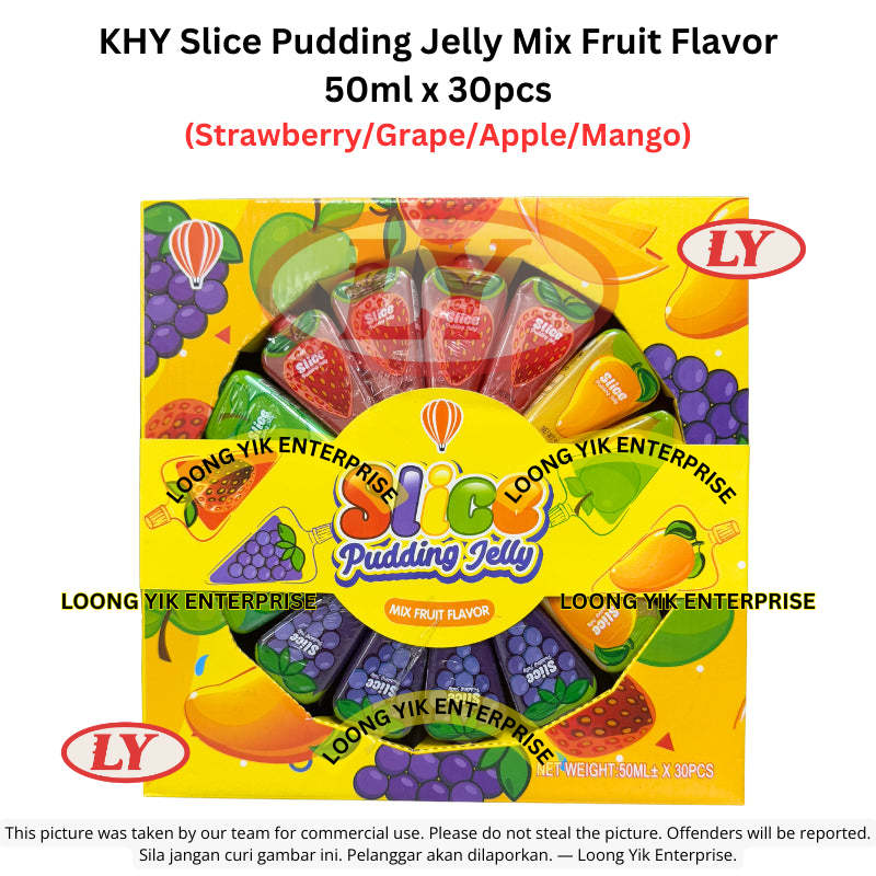 *Halal* KHY Slice Pudding Jelly Mix Fruit Flavor 50ml x 30pcs (Strawberry/Grape/Apple/Mango)