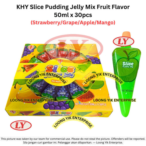 *Halal* KHY Slice Pudding Jelly Mix Fruit Flavor 50ml x 30pcs (Strawberry/Grape/Apple/Mango)