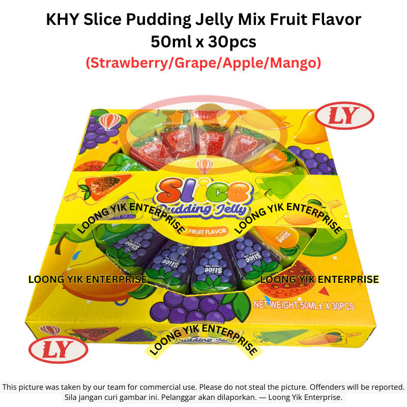 *Halal* KHY Slice Pudding Jelly Mix Fruit Flavor 50ml x 30pcs (Strawberry/Grape/Apple/Mango)