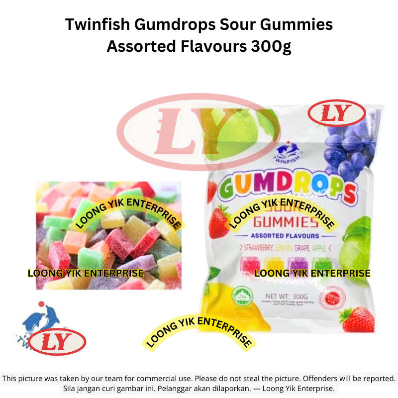 *Halal* Twinfish Gumdrops Sour Gummies Assorted Flavours 300g