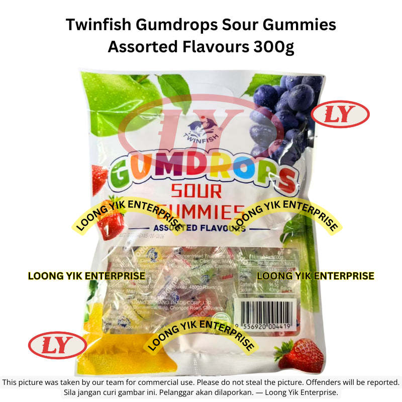 *Halal* Twinfish Gumdrops Sour Gummies Assorted Flavours 300g
