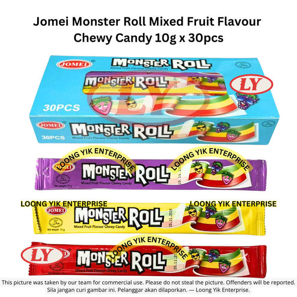 Halal Jomei Monster Roll Mixed Fruit Flavour Chewy Candy 10g x 30pcs