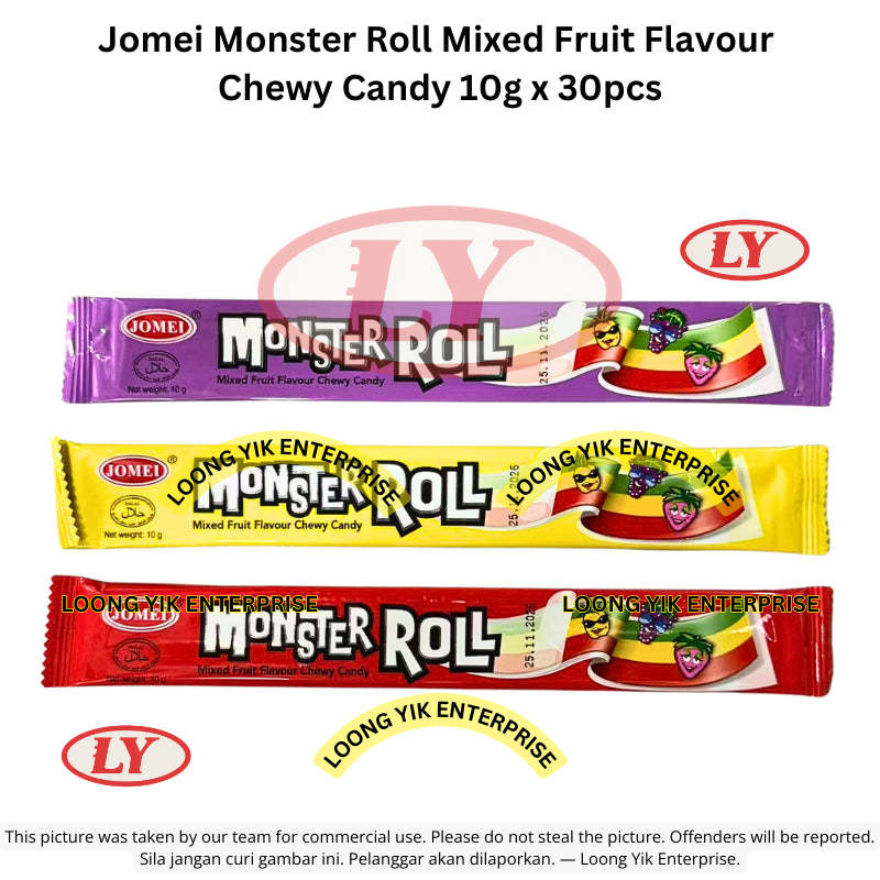 Halal Jomei Monster Roll Mixed Fruit Flavour Chewy Candy 10g x 30pcs