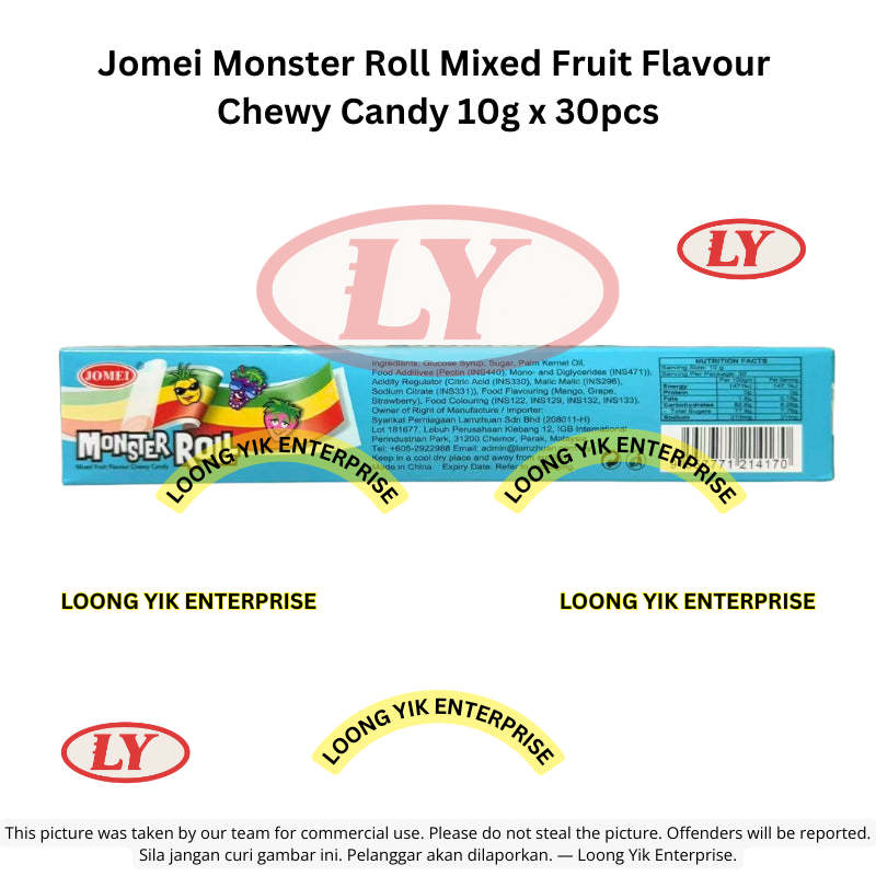Halal Jomei Monster Roll Mixed Fruit Flavour Chewy Candy 10g x 30pcs