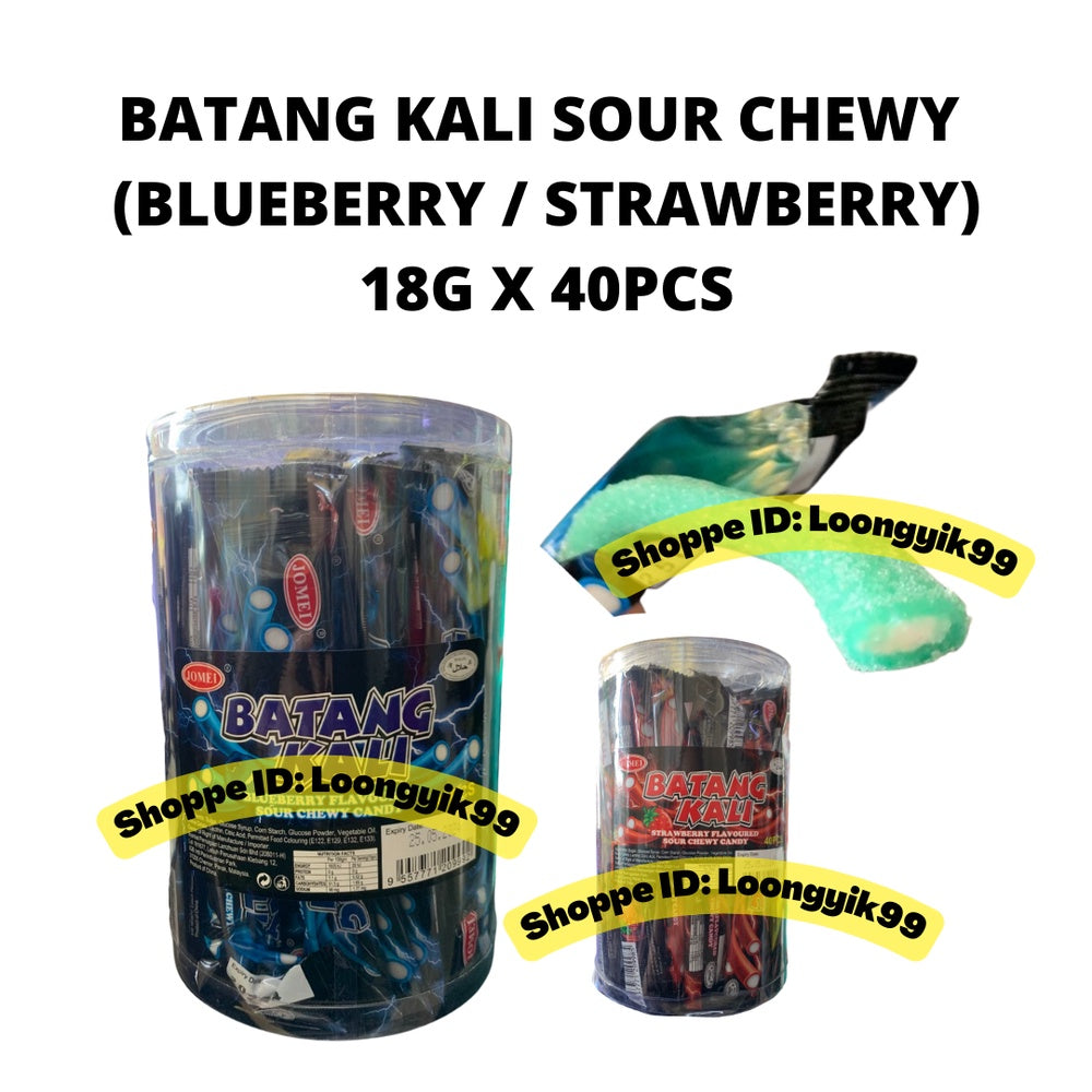 BATANG KALI SOUR CHEWY CANDY (BLUEBERRY / STRAWBERRY) 18G X 40PCS HALAL