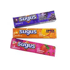 SUGUS ASSORTED FRUIT CHEWY CANDY 10PCS X 24STICKS