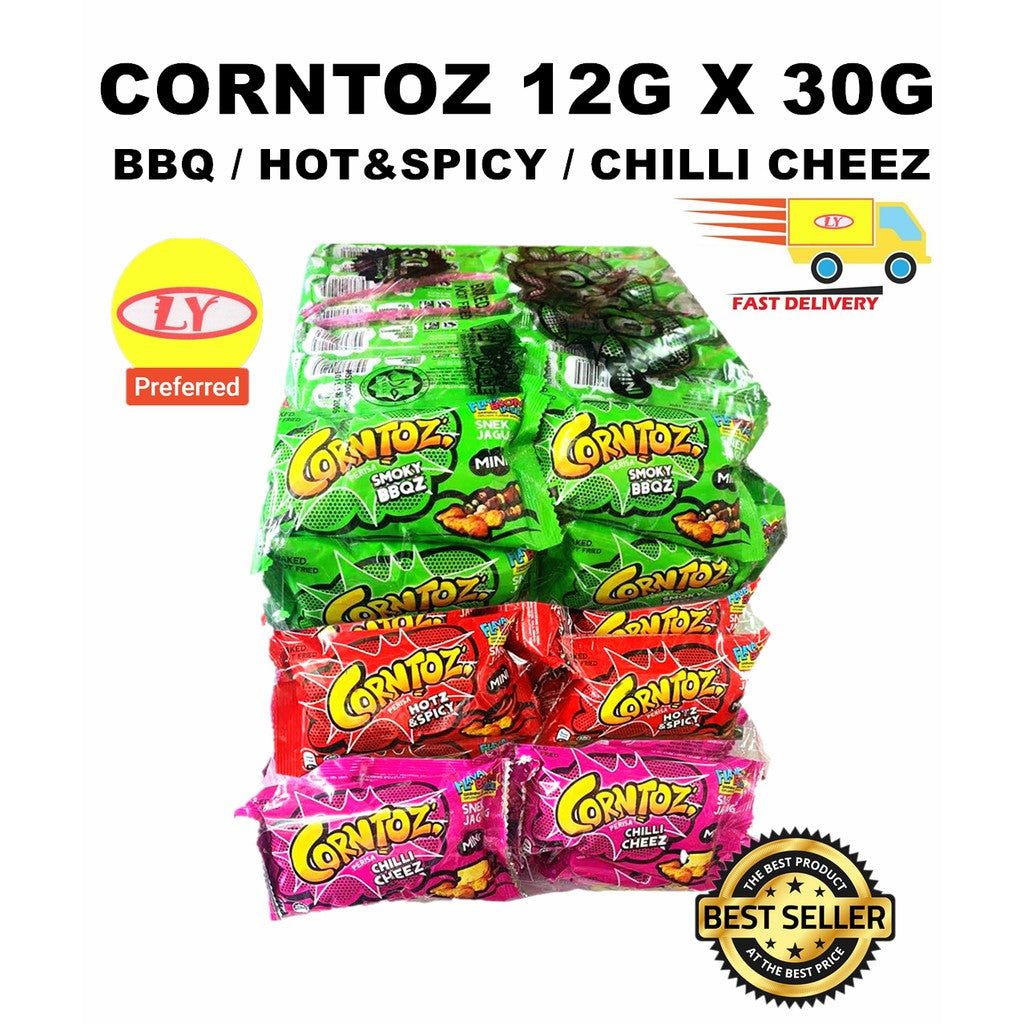 CORNTOZ KECIL 12G X 30PCS / BBQ / HOT & SPICY / CHILI CHEEZ