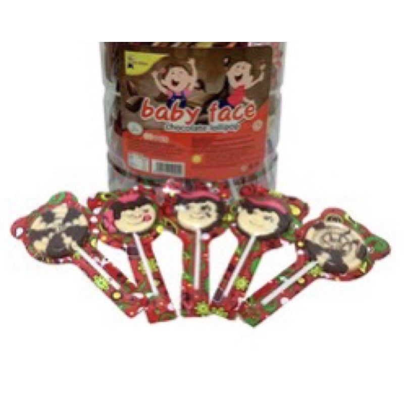 BABY FACE CHOCOLATE LOLLIPOP 60PCS HALAL