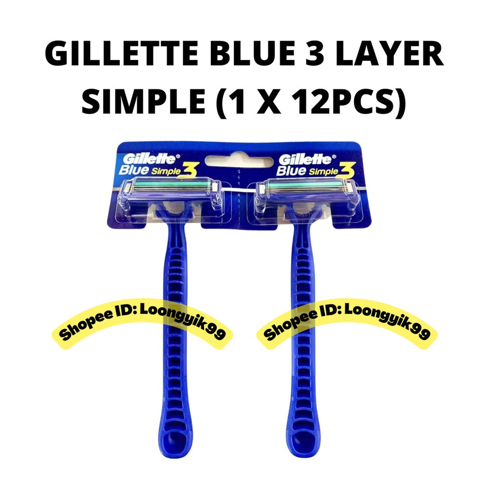 GILLETTE BLUE 3 LAYER SIMPLE (12PCS)