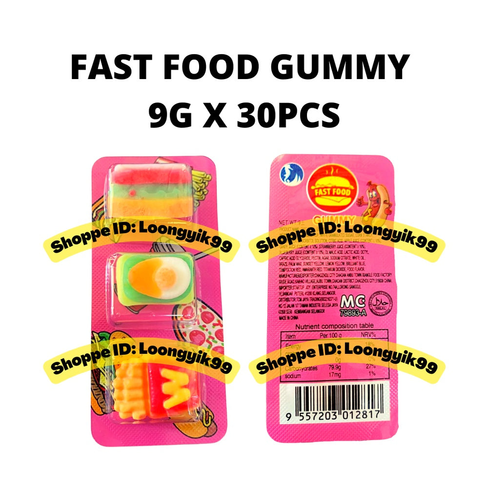 FAST FOOD GUMMY 9G X 30PCS HALAL