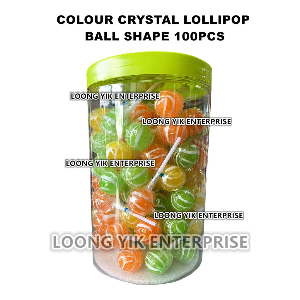 COLOUR CRYSTAL FRUITY LOLLIPOP BALL SHAPE 100PCS