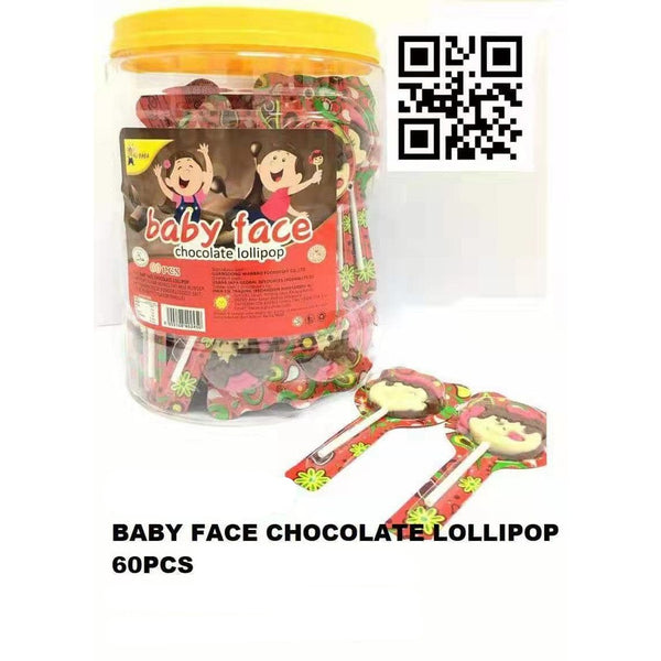 BABY FACE CHOCOLATE LOLLIPOP 60PCS HALAL