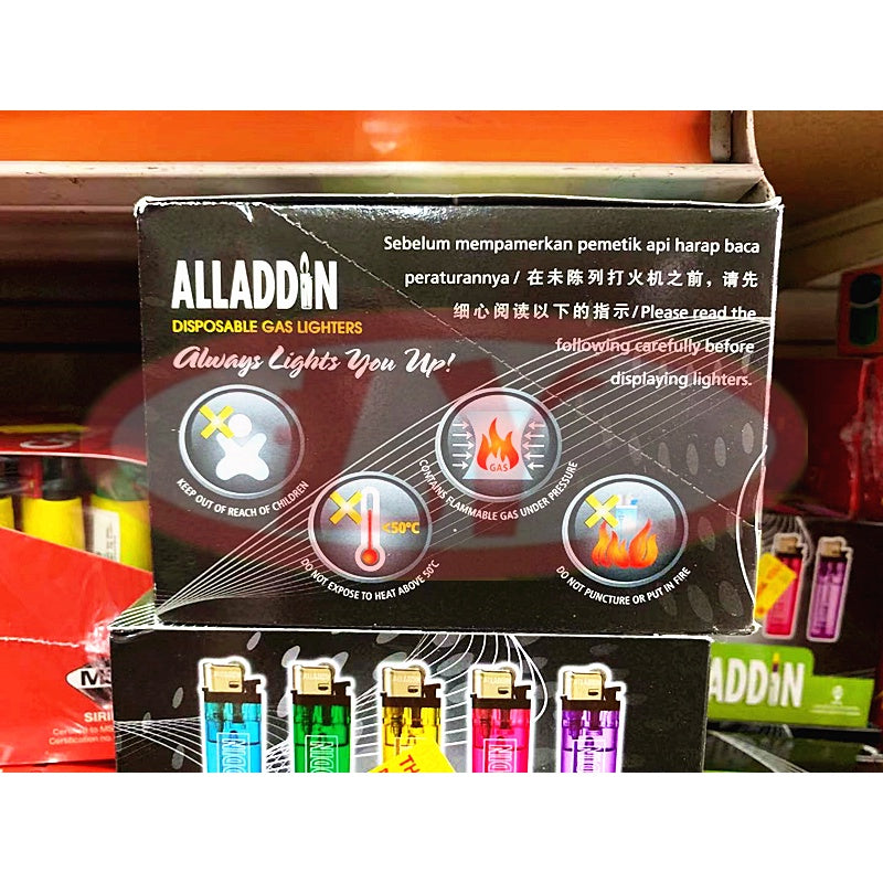 ALLADDIN DISPOSABLE GAS LIGHTERS 1BOX = 50PCS