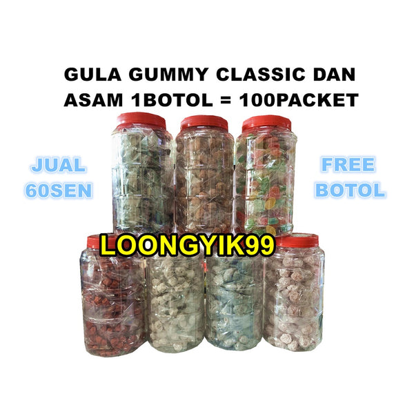 GULA-GULA/ASAM ISI BOTOL 1 = 100PACKET ISI HALAL (7JENIS) PLUM MASAM