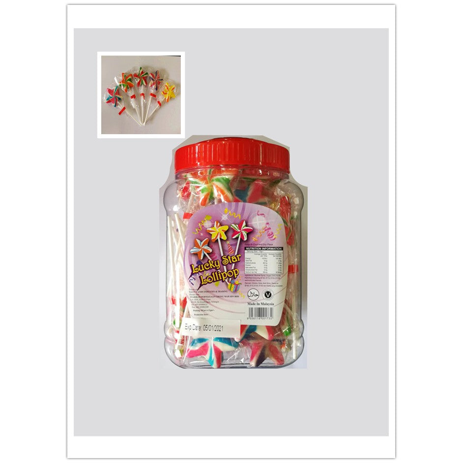 LOLLIPOP WINDMILL STAR SPINNY COLOURFUL 50PCS