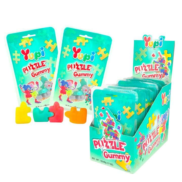 YUPI PUZZLE GUMMY / YOGURT MELON & PEACH FLAVOUR 40G X 12PCS HALAL