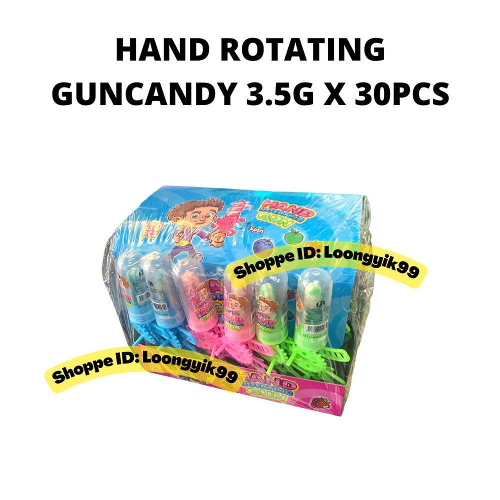 HAND ROTATING GUN FRUITY CANDY 3.5G X 30PCS HALAL