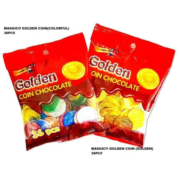 GOLD COIN GOLDEN COLOURFUL COIN CHOCOLATE 36PCS **Packing transparent plastic**