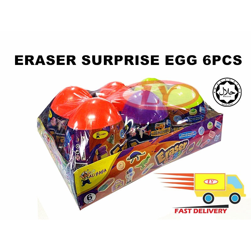 FAST / ERASER EGGS 6PCS SURPRISE TOYS OR CANDY INSIDE EGG