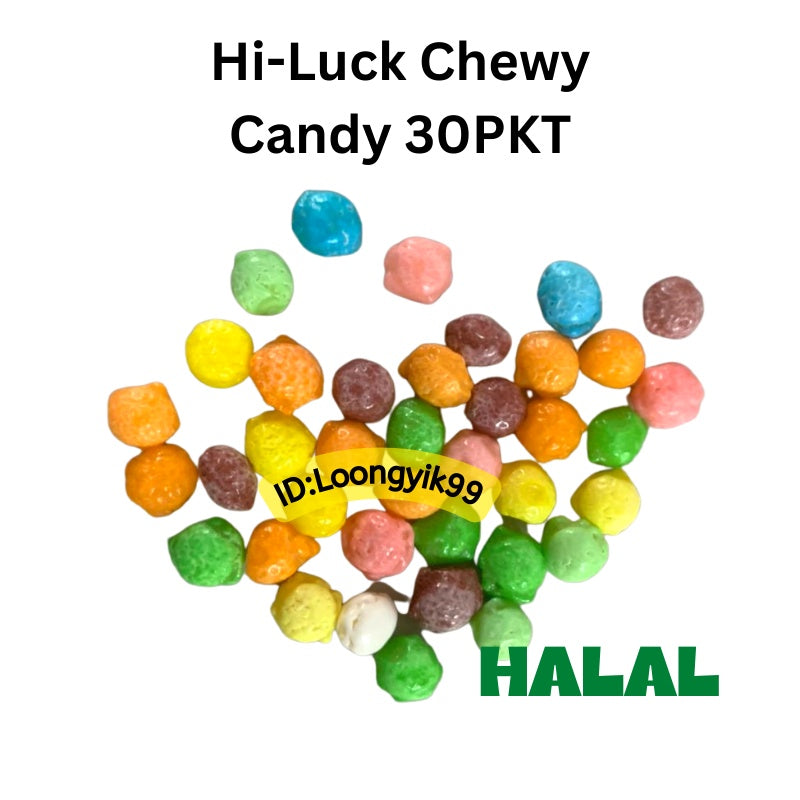 Hi-Luck Chewy Candy Fruity Flavor 30Pkt Qeqe Brand Viral