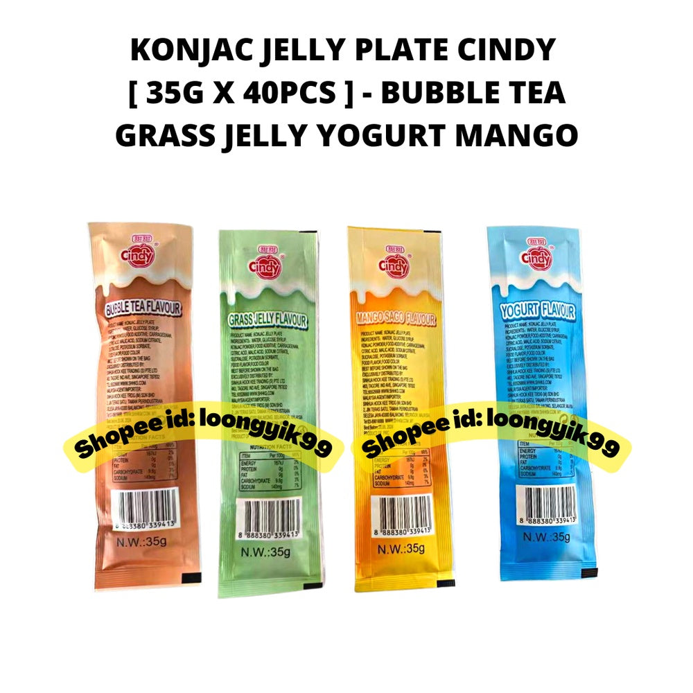 🔥NEW🔥KONJAC JELLY PLATE FRUIT CINDY 35G X 40PCS BUBBLE TEA / GRASS JELLY / YOGURT / MANGO MIXED (FREE STORAGE BOX)