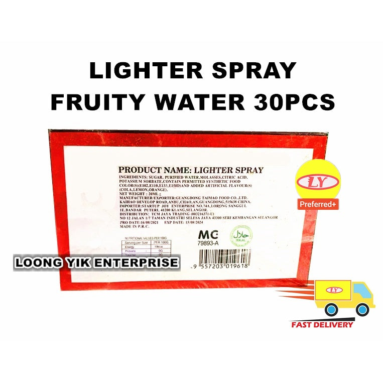 LIGHTER SPRAY FRUITY WATER JUICE 30PCS